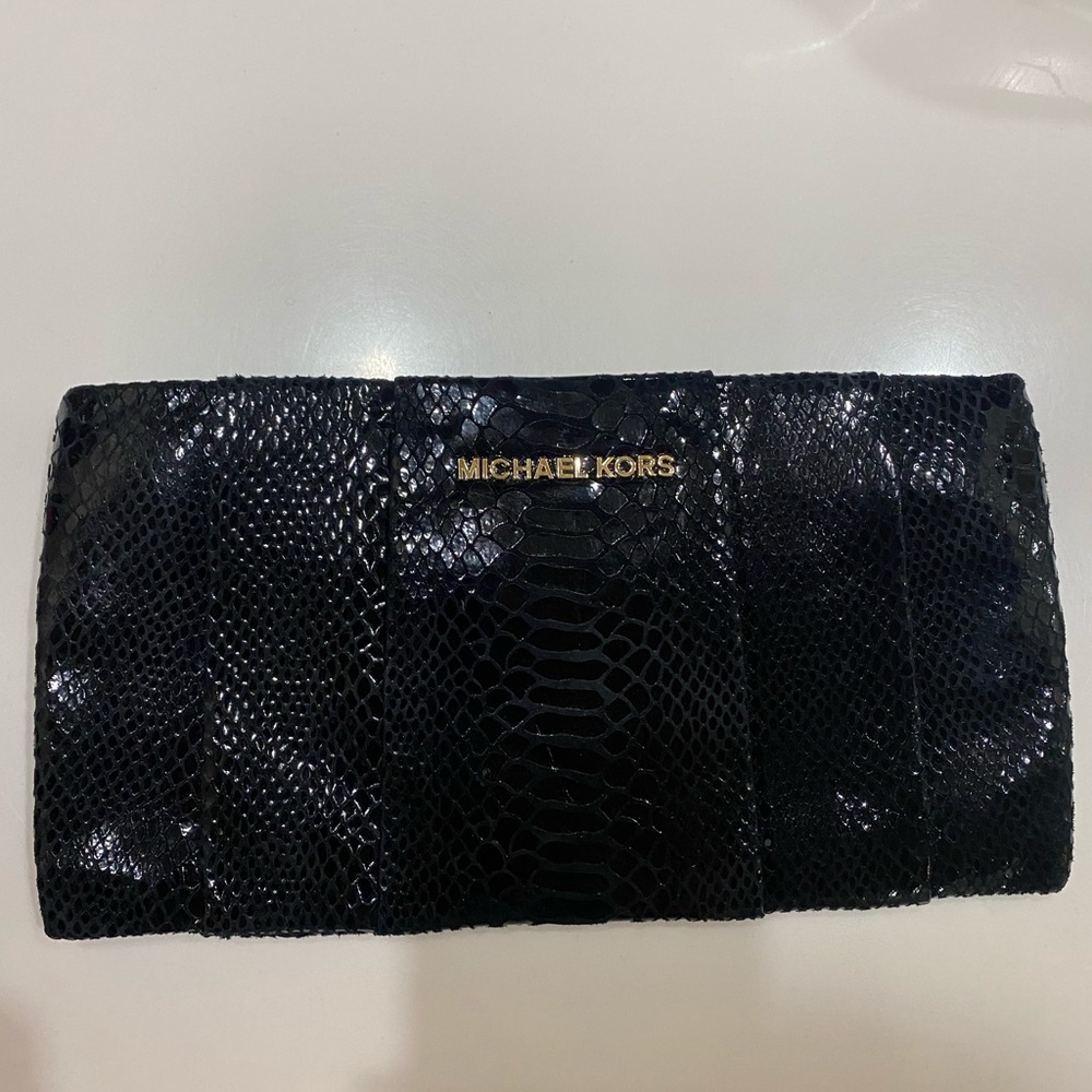 Micheal Kors Black Snakeskin Clutch